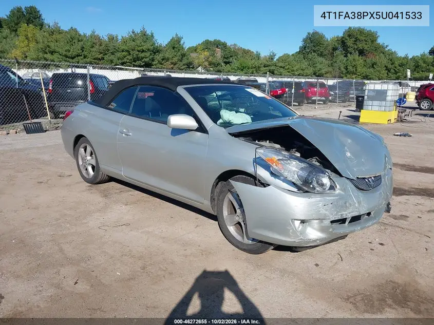 TOYOTA CAMRY SOLARA 2005, VIN 4T1FA38PX5U041533