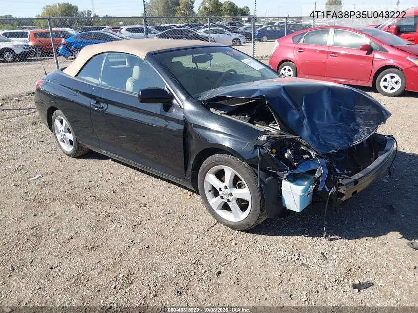 TOYOTA CAMRY SOLARA 2005, VIN 4T1FA38P35U043222