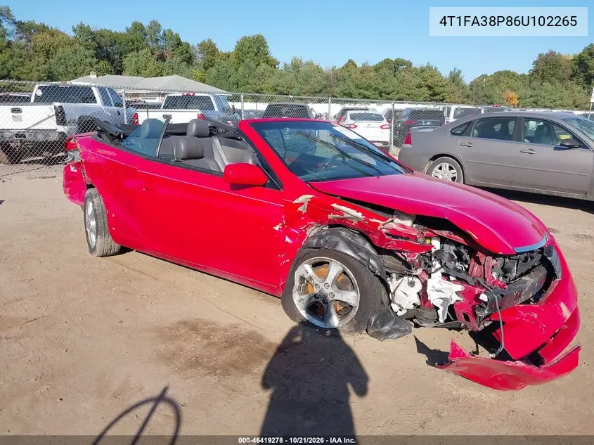 TOYOTA CAMRY SOLARA 2006, VIN 4T1FA38P86U102265