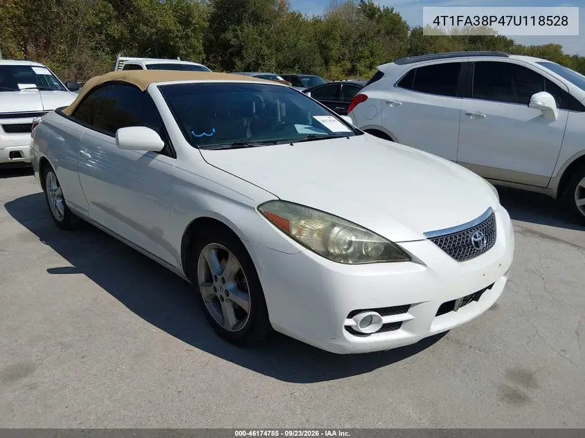 TOYOTA CAMRY SOLARA 2007, VIN 4T1FA38P47U118528