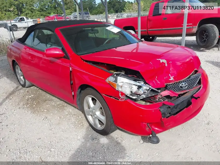 TOYOTA CAMRY SOLARA 2007, VIN 4T1FA38P37U112820