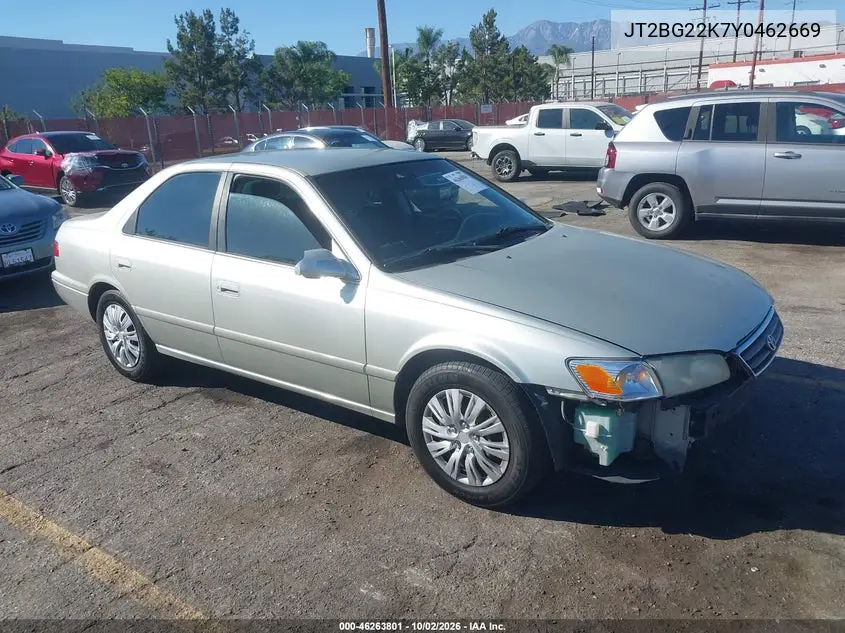 TOYOTA CAMRY 2000, VIN JT2BG22K7Y0462669