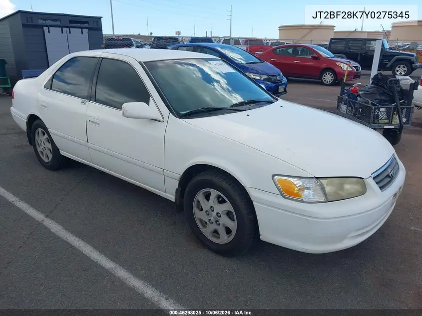TOYOTA CAMRY 2000, VIN JT2BF28K7Y0275345