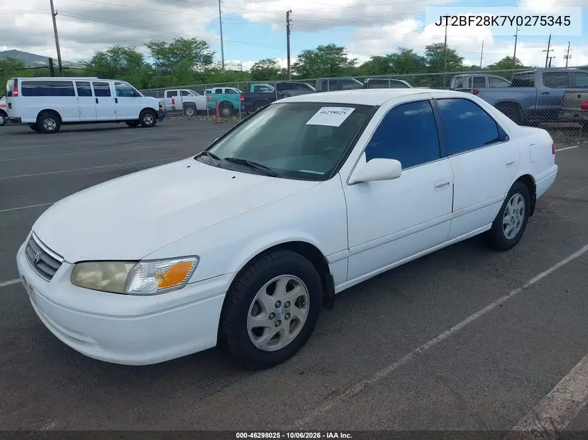 2000 TOYOTA CAMRY VIN JT2BF28K7Y0275345 — фото 2