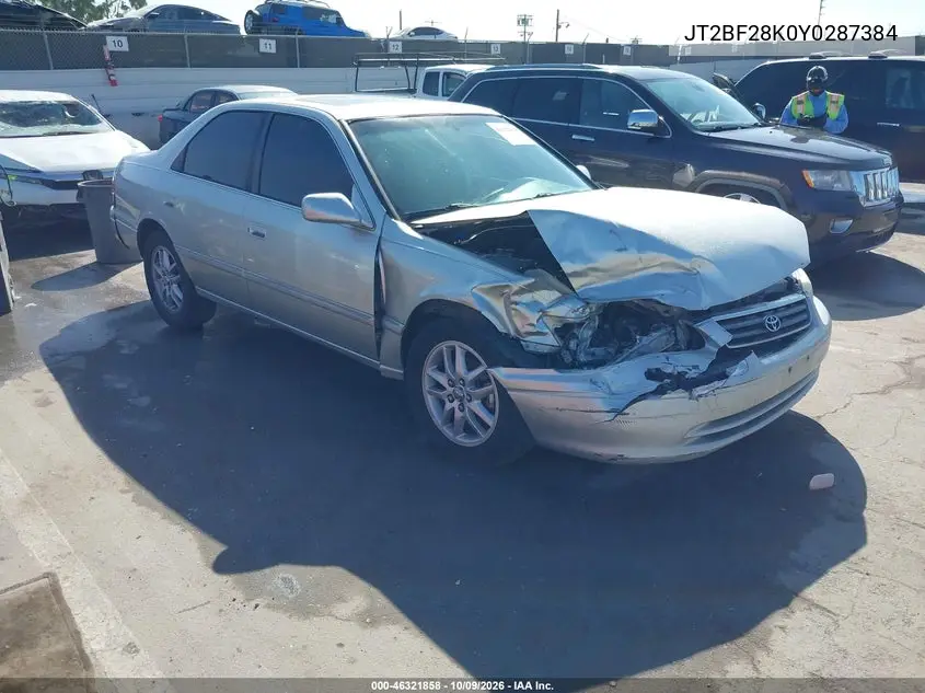 TOYOTA CAMRY 2000, VIN JT2BF28K0Y0287384