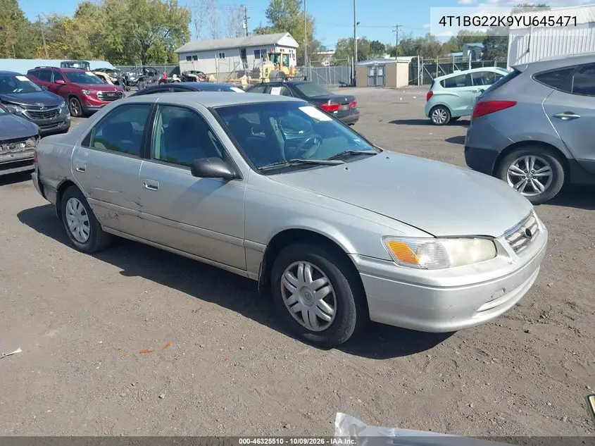 TOYOTA CAMRY 2000, VIN 4T1BG22K9YU645471