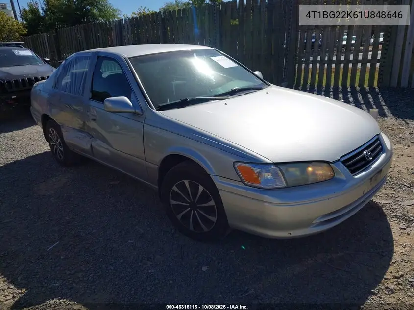 TOYOTA CAMRY 2001, VIN 4T1BG22K61U848646