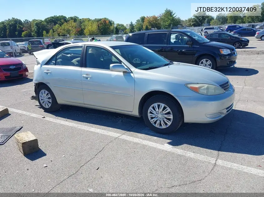 TOYOTA CAMRY 2002, VIN JTDBE32K120037409