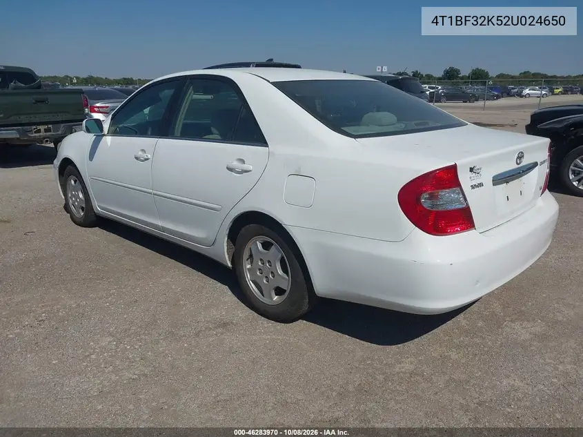 2002 TOYOTA CAMRY VIN 4T1BF32K52U024650 — фото 3