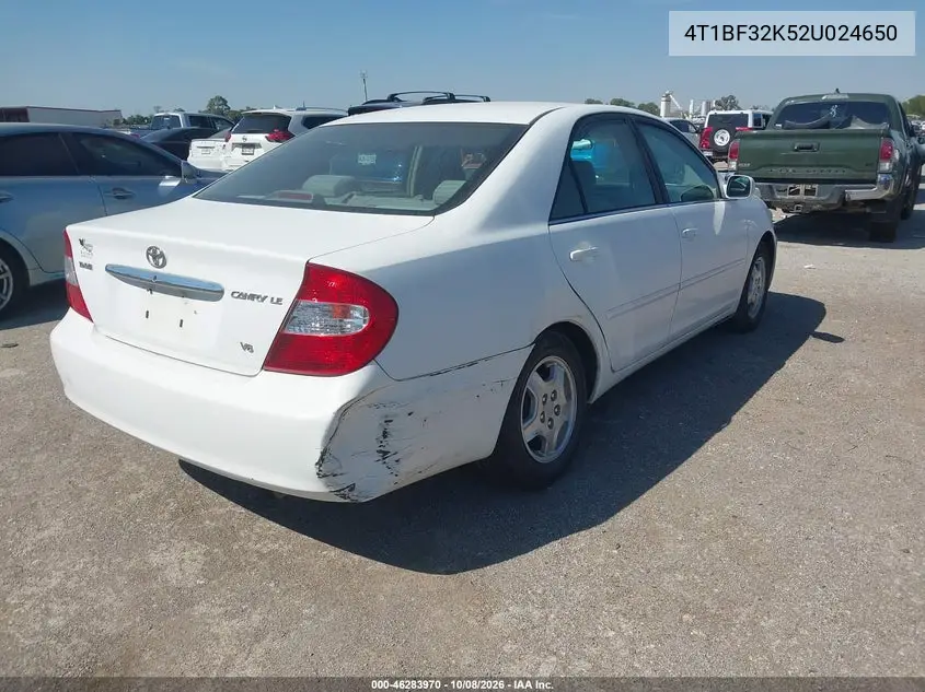 2002 TOYOTA CAMRY VIN 4T1BF32K52U024650 — фото 4