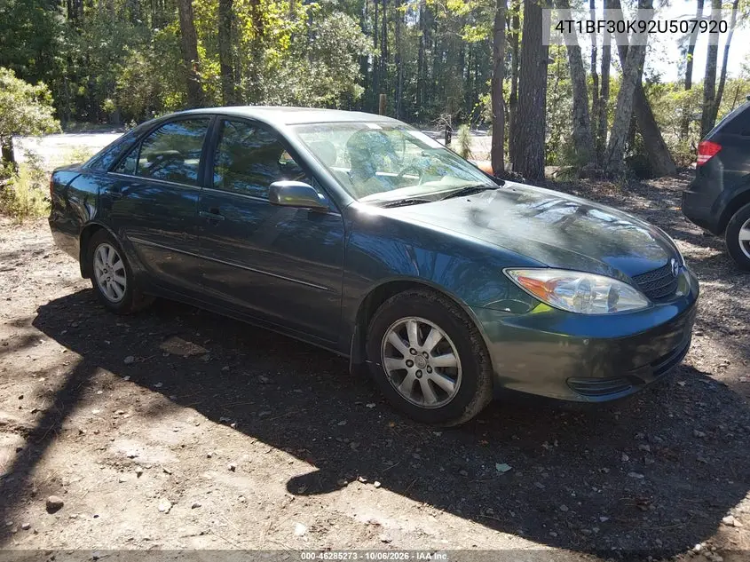 TOYOTA CAMRY 2002, VIN 4T1BF30K92U507920