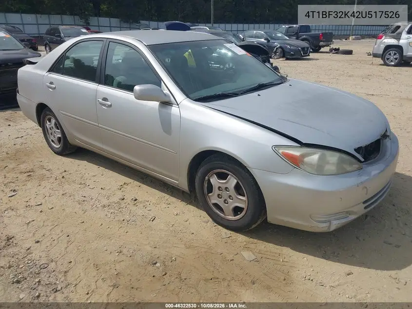 TOYOTA CAMRY 2002, VIN 4T1BF32K42U517526