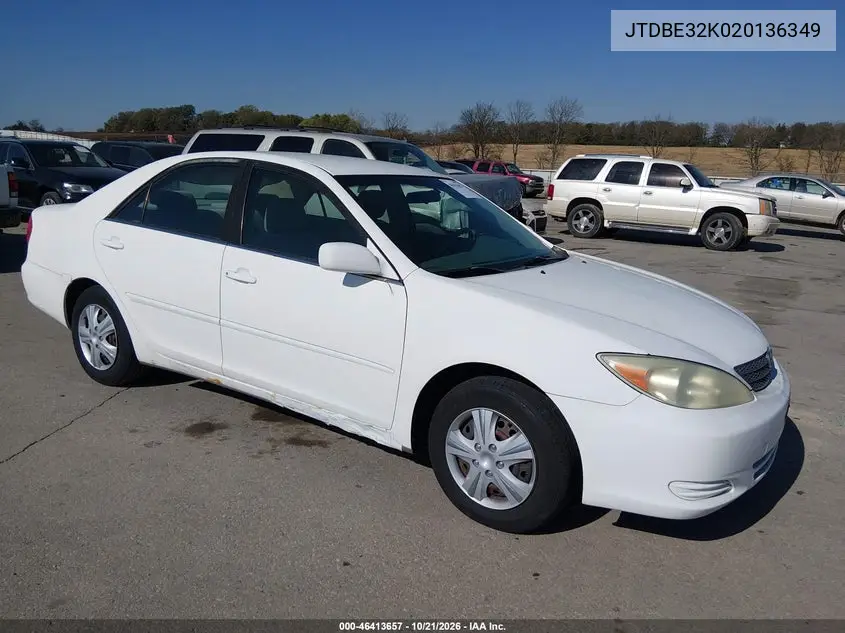 TOYOTA CAMRY 2002, VIN JTDBE32K020136349