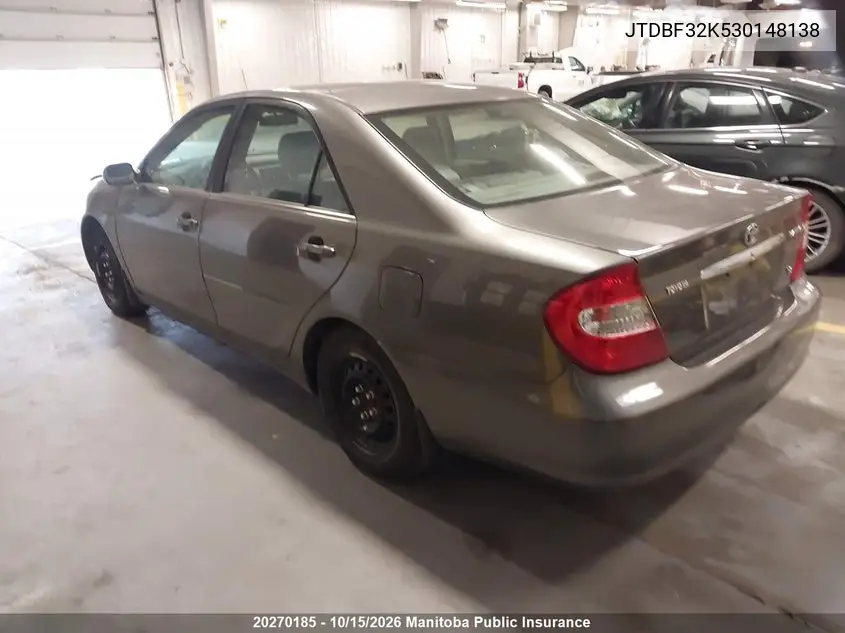 2003 TOYOTA CAMRY VIN JTDBF32K530148138 — фото 3