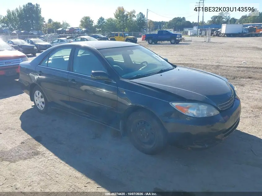 TOYOTA CAMRY 2003, VIN 4T1BE32K03U143596