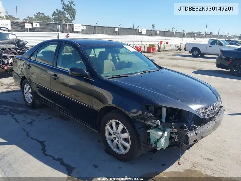 TOYOTA CAMRY 2003, VIN JTDBE32K930149201