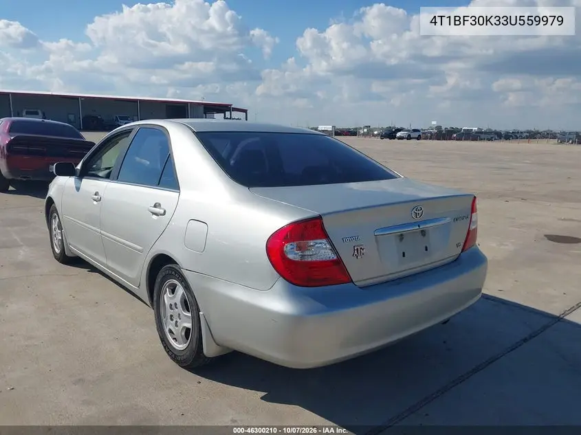 2003 TOYOTA CAMRY VIN 4T1BF30K33U559979 — фото 3