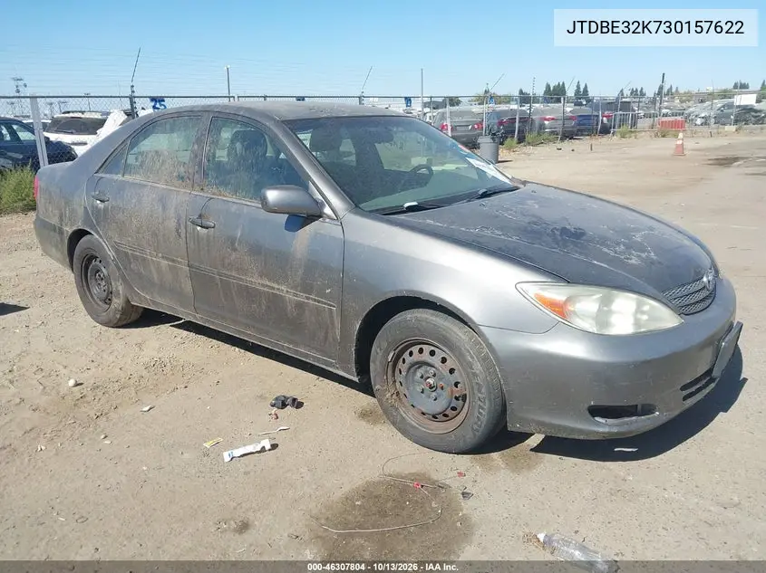 TOYOTA CAMRY 2003, VIN JTDBE32K730157622