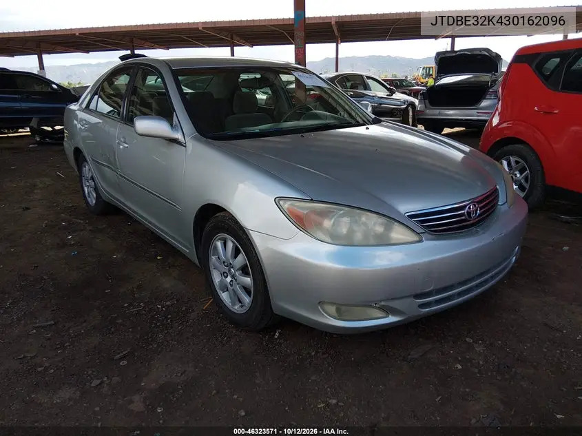 TOYOTA CAMRY 2003, VIN JTDBE32K430162096