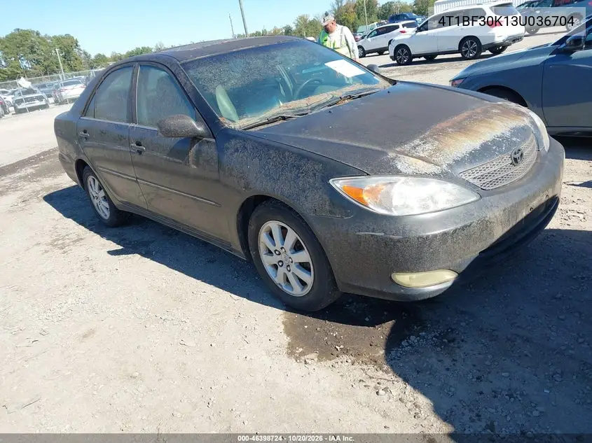 TOYOTA CAMRY 2003, VIN 4T1BF30K13U036704