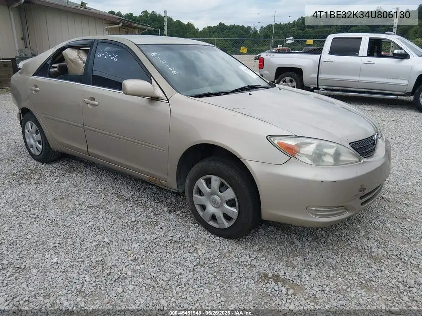TOYOTA CAMRY 2004, VIN 4T1BE32K34U806130
