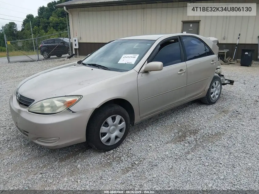 2004 TOYOTA CAMRY VIN 4T1BE32K34U806130 — фото 2