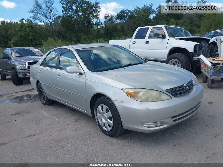 TOYOTA CAMRY 2004, VIN JTDBE32K240255300