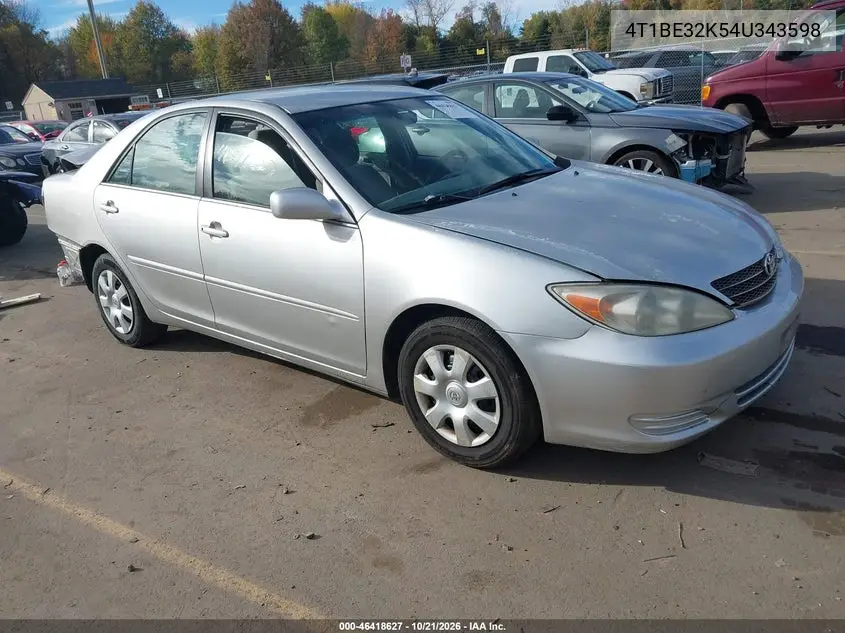 TOYOTA CAMRY 2004, VIN 4T1BE32K54U343598