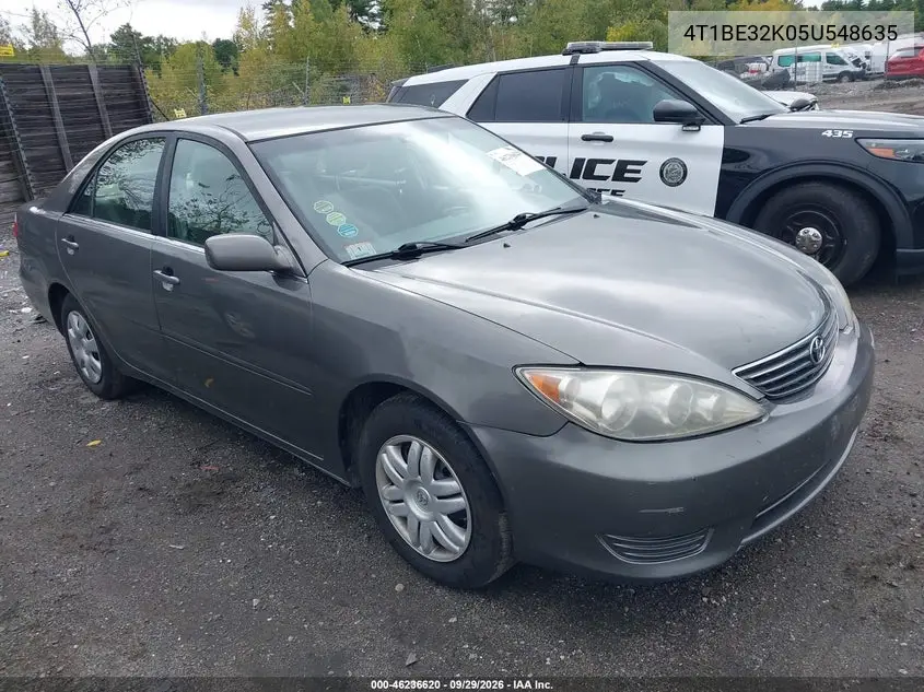 TOYOTA CAMRY 2005, VIN 4T1BE32K05U548635