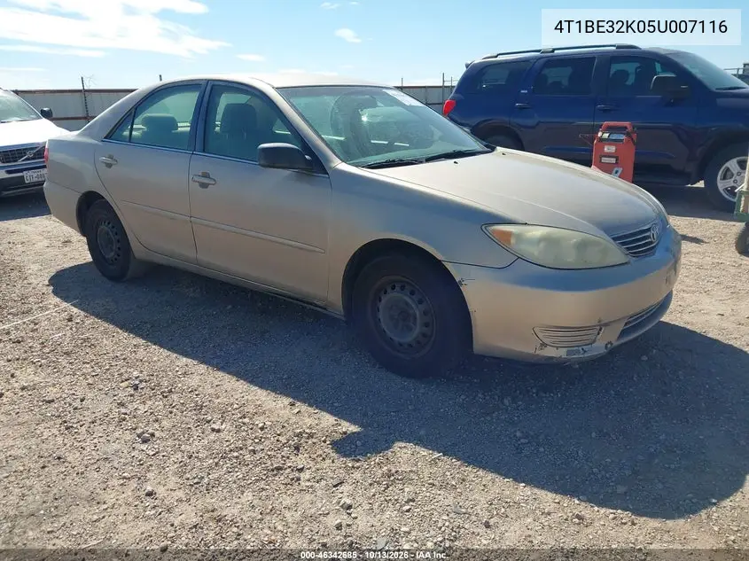 TOYOTA CAMRY 2005, VIN 4T1BE32K05U007116