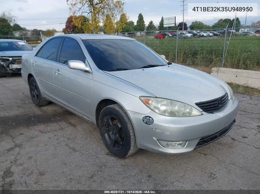 TOYOTA CAMRY 2005, VIN 4T1BE32K35U948950