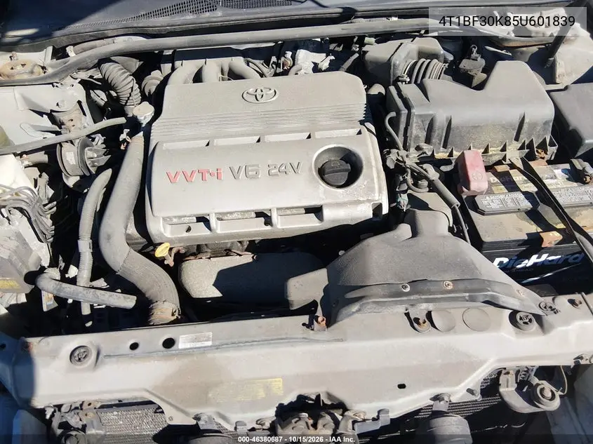 2005 TOYOTA CAMRY VIN 4T1BF30K85U601839 — фото 10