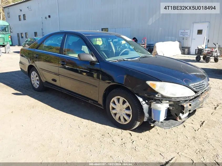 TOYOTA CAMRY 2005, VIN 4T1BE32KX5U018494