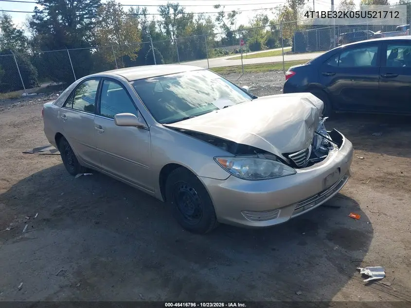 TOYOTA CAMRY 2005, VIN 4T1BE32K05U521712