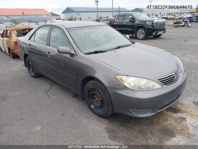 TOYOTA CAMRY 2006, VIN 4T1BE32K86U644675