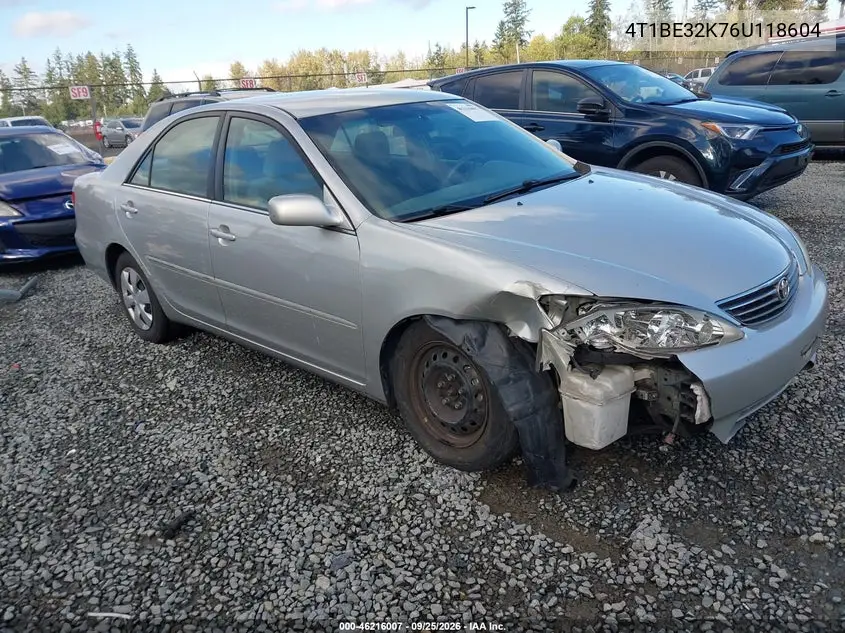 TOYOTA CAMRY 2006, VIN 4T1BE32K76U118604