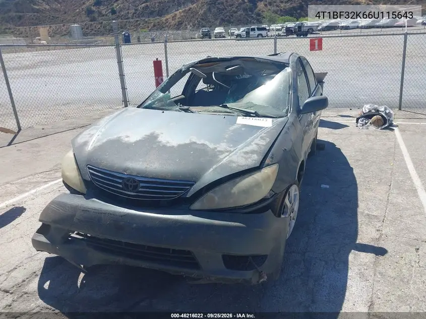 2006 TOYOTA CAMRY VIN 4T1BF32K66U115643 — фото 2