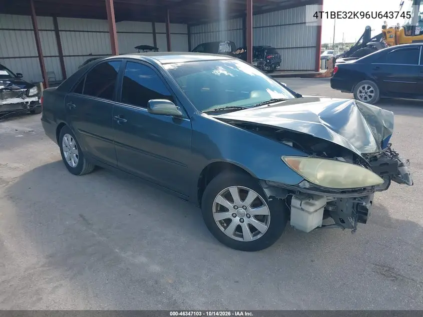 TOYOTA CAMRY 2006, VIN 4T1BE32K96U643745