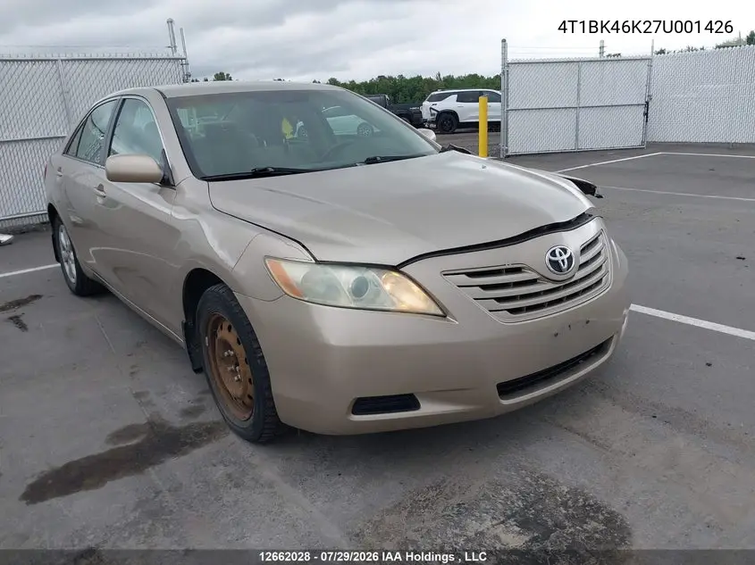 TOYOTA CAMRY 2007, VIN 4T1BK46K27U001426