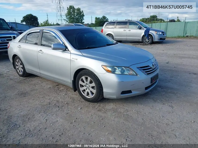 TOYOTA CAMRY 2007, VIN 4T1BB46K57U005745