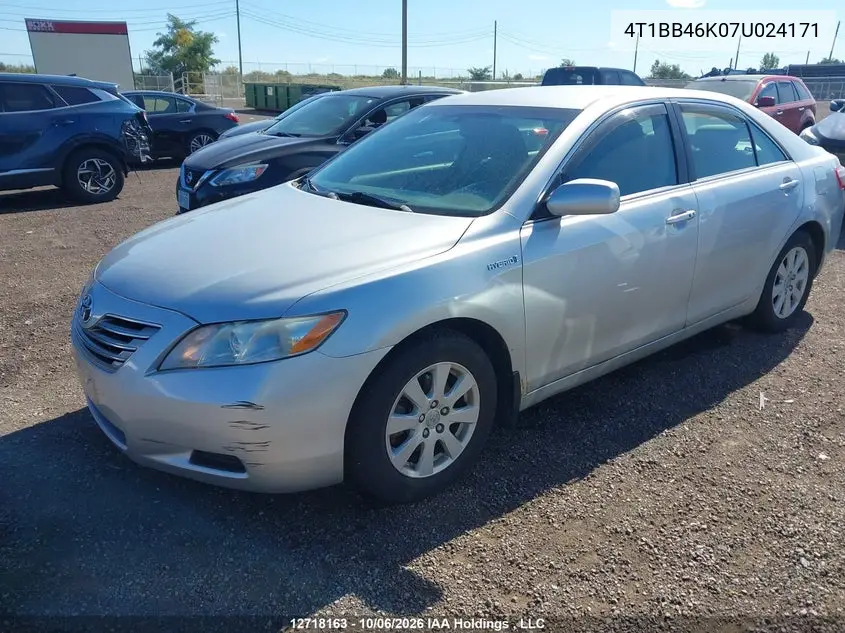 2007 TOYOTA CAMRY VIN 4T1BB46K07U024171 — фото 2
