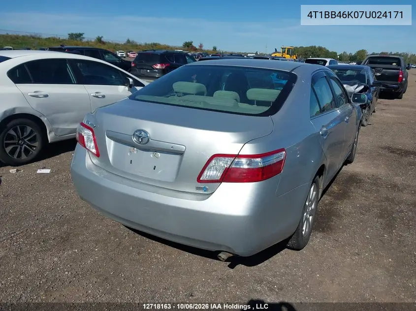 2007 TOYOTA CAMRY VIN 4T1BB46K07U024171 — фото 4