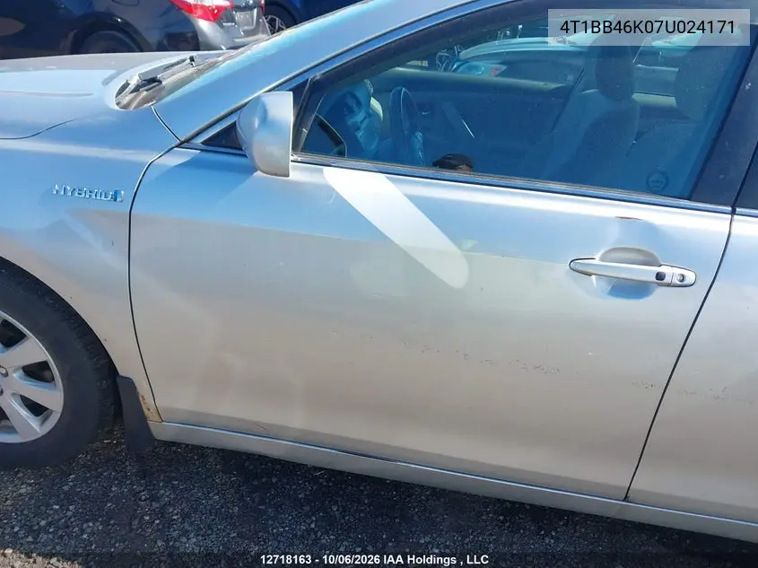 2007 TOYOTA CAMRY VIN 4T1BB46K07U024171 — фото 6