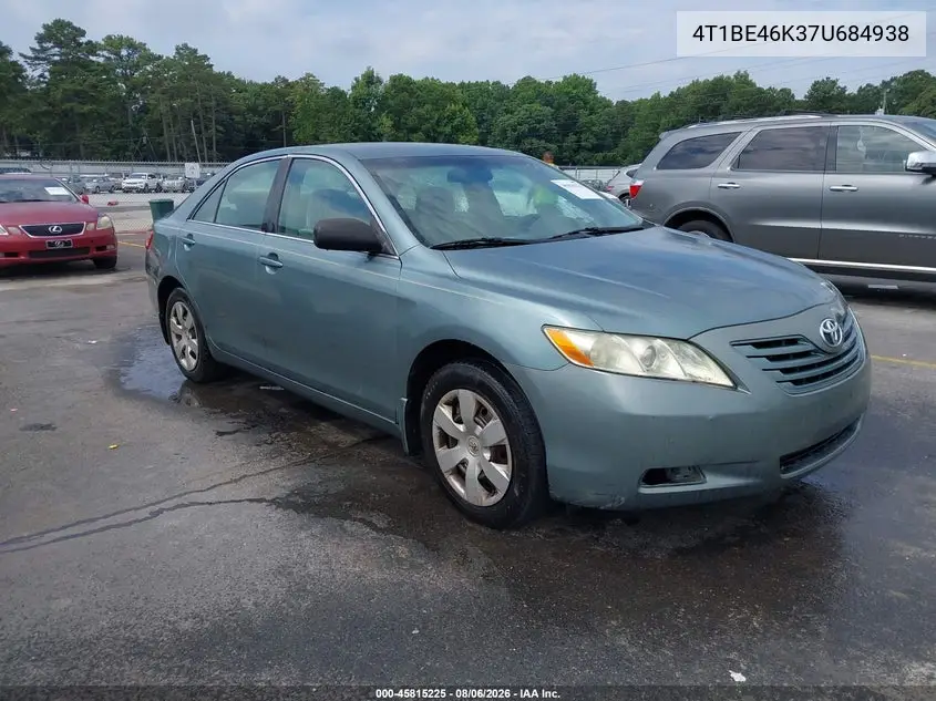 TOYOTA CAMRY 2007, VIN 4T1BE46K37U684938