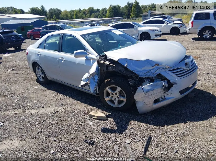 TOYOTA CAMRY 2007, VIN 4T1BE46K47U510408