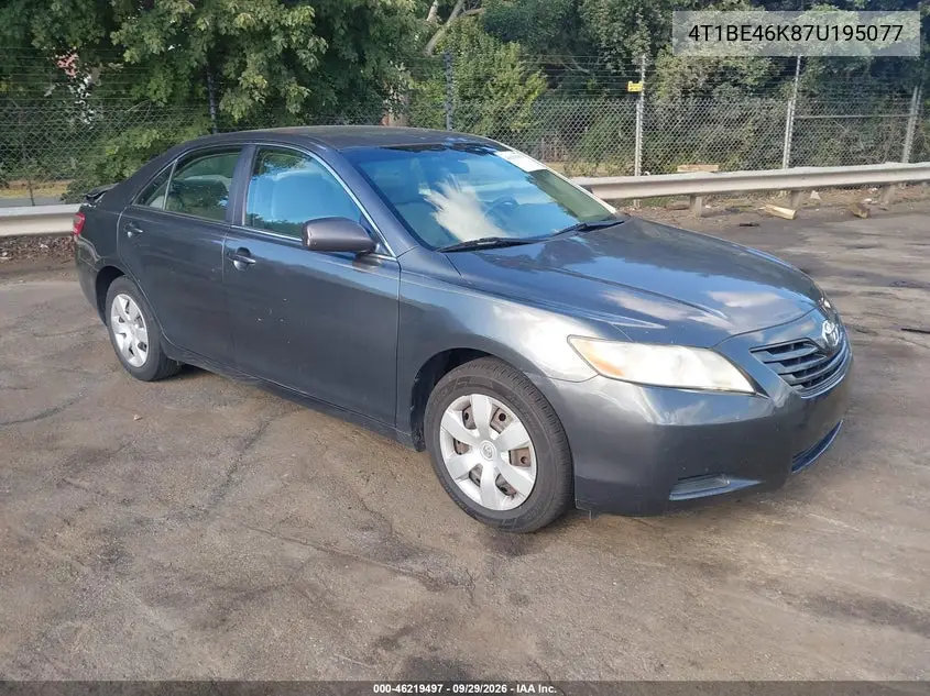 TOYOTA CAMRY 2007, VIN 4T1BE46K87U195077