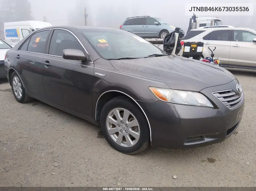 TOYOTA CAMRY 2007, VIN JTNBB46K673035536