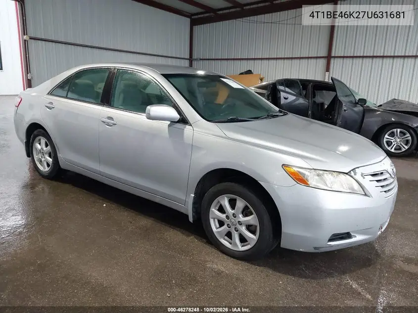 TOYOTA CAMRY 2007, VIN 4T1BE46K27U631681