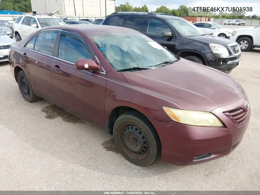 TOYOTA CAMRY 2007, VIN 4T1BE46KX7U501938