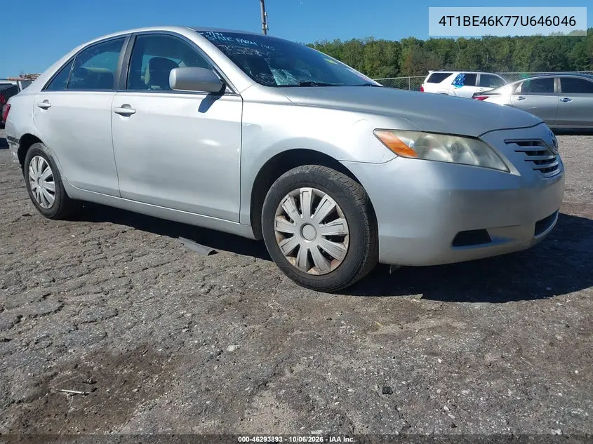 TOYOTA CAMRY 2007, VIN 4T1BE46K77U646046